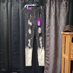 Edgy Black and White Distressed Women's Jeans